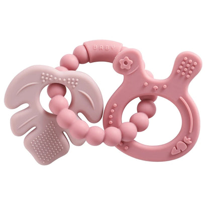 1PC Silicone Teether Baby Animal Shape Wooden Teether Ring Kid Gift BPA Free Silicone Children Goods Kid Teething Toy
