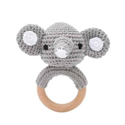 1pc Baby Rattles Crochet Flower Rattle Toy Wood Ring Baby Teether Rodent Infant Gym Mobile Rattles Newborn Educational Toys Gift