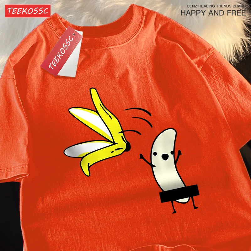 Remove Banana Peels Men Women T-Shirts Oversized Tshirt Cotton Summer Short Sleeve Street Loose Oversize Tee Clothes Couple