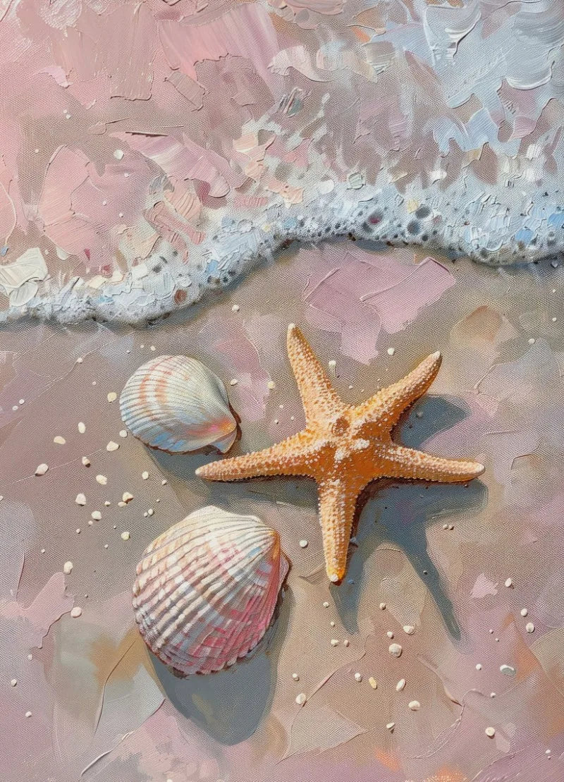 Beach Girly French Summe Cactus Palm Tree Sea Turtle Seashells Poster Print Wall Art Pictures Canvas Painting Room Home Decor