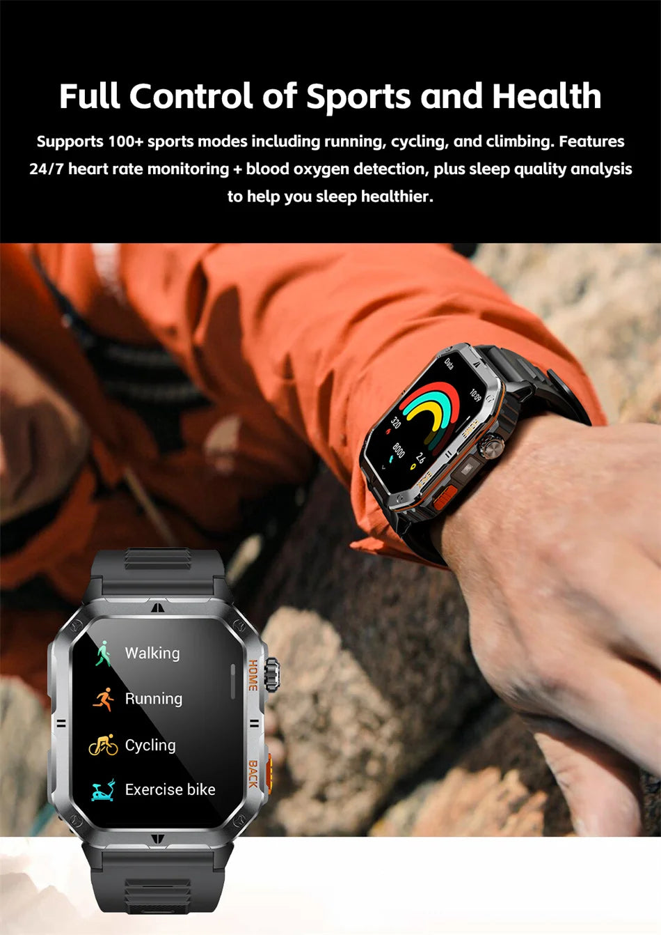 Smart Watch 2.01 Inch Screen Bluetooth Call 1000mAh Voice Assistant Watch Sport Fitness 3ATM Waterproof Smartwatch For Men 2025