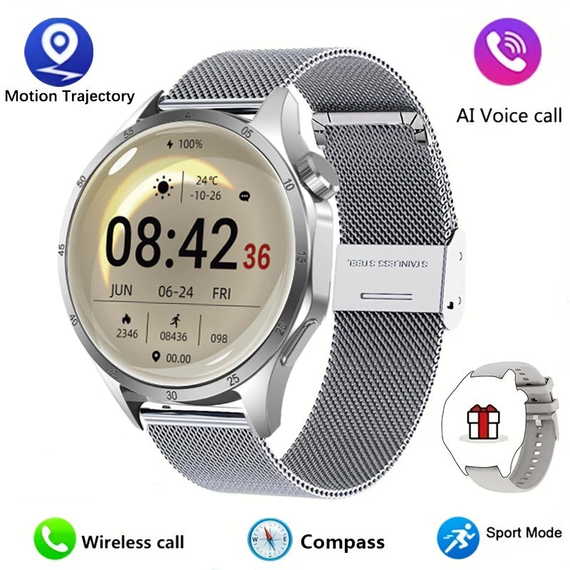 2025New Smart Watch Men Full Circle HD Screen Wireless Call Smartwatch Call Reminder GPS Sports Track Bracelet Music Clock+ Gift