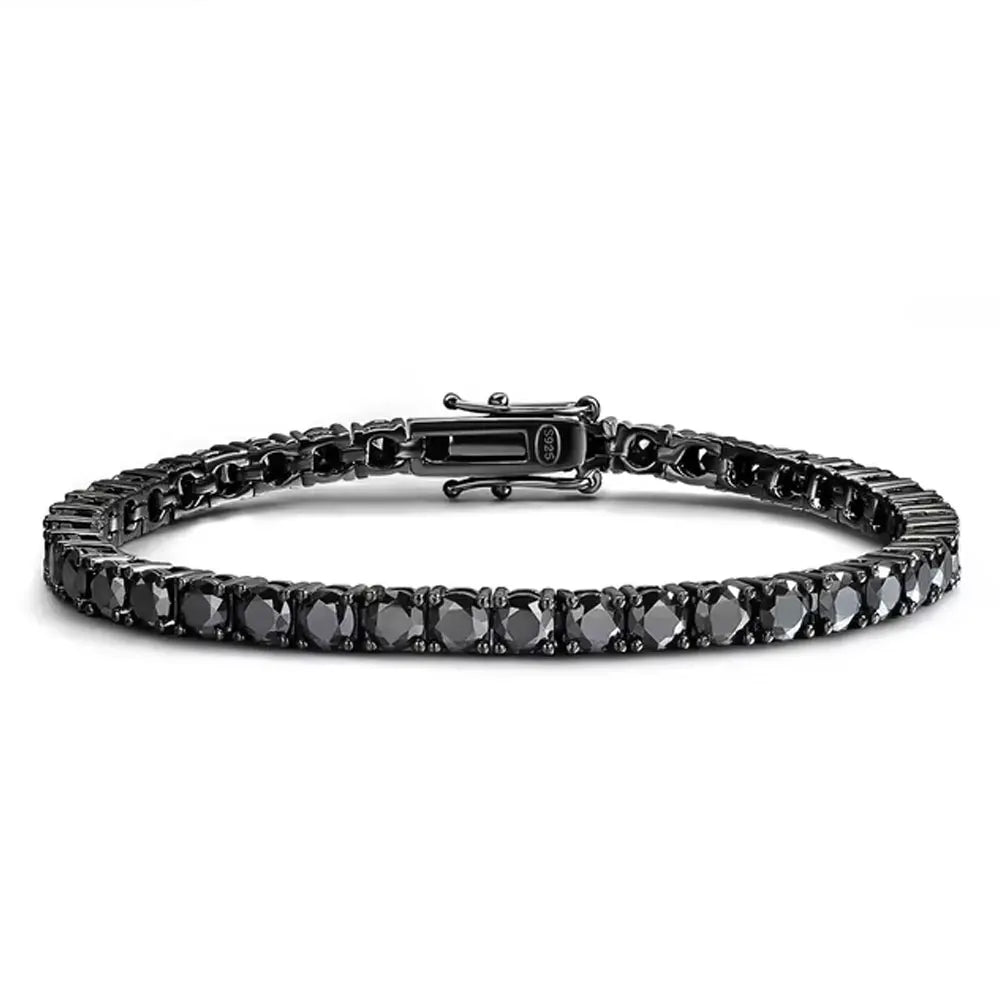EUREKA 3/4/5mm Black Moissanite Tennis Bracelet Full Diamond GRA 925 Sterling Silver Plated 18k Hiphop Bracelets for Women Man