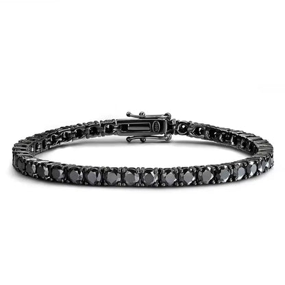EUREKA 3/4/5mm Black Moissanite Tennis Bracelet Full Diamond GRA 925 Sterling Silver Plated 18k Hiphop Bracelets for Women Man