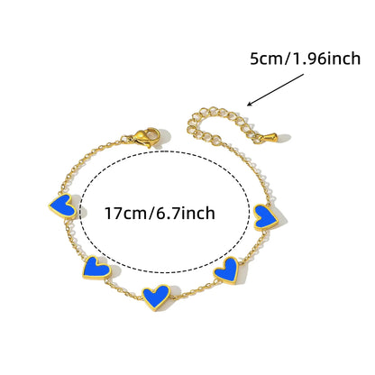 Romantic Heart Love Bracelet for Women Multi-color Stainless Steel Bracelet Gold Plated Luxury Wrist Chain Jewelry Girl Gifts
