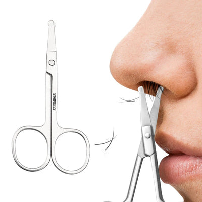 Multifunctional Stainless Steel Nose Hair Cut Round Head Small Scissors Manual Eyebrow Trimming Beard Scissors Beauty Tool