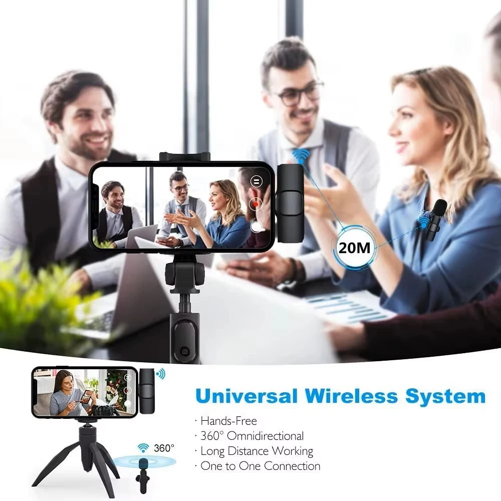 Mini Portable Wireless Lavalier Microphone for Live Broadcast Gaming Audio Video Recording iPhone Android
