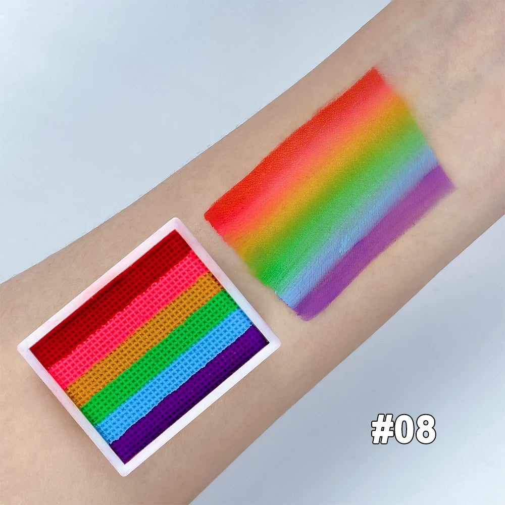 UV Glow-in-the-Dark Rainbow Water Activated Face Body Paint Fluorescent Neon for Masquerade Halloween Christmas Music Festival