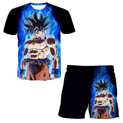 Fashion Dragon Ball Z Tshirt Set Kids Vegeta Boys Clothes Girls Mens Women T-shirt Suit Trucksuit Clothes 3d Goku Short Sleeve