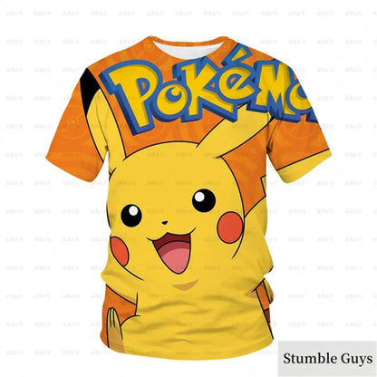 Pokemon 3D T-shirt for Boys and Children T-shirt Pikachu Cartoon Cool T-shirt for Boys and Girls Fashion Men Women Street Tee