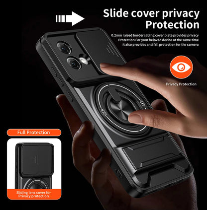 Armor Case For Motorola Edge 50 Fusion Case Shockproof Slide Lens Protector Phone Cover For Moto Edge 50 Fusion Case With Ring