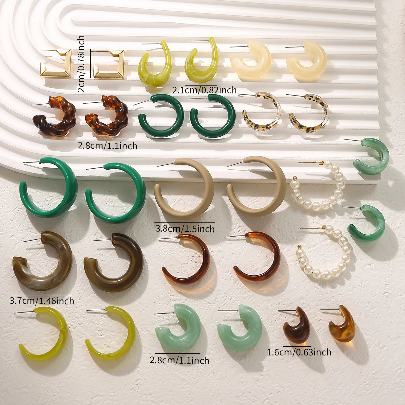 Retro Summer Multi-color Hoop Earring Set Water Drop C-shaped Designs Women's Fashion Leopard Print Earrings Daily Wear Dating