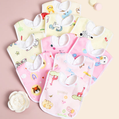 Random 4/6/8/10PCS Baby Bibs Cotton Waterproof Bib Children Feeding Clothes Protection Kids Toddler Scarf for Newborns Boys Girl