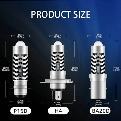 1Pcs H4 LED Dual Color Motorcycle Headlight Bulbs BA20D S2 P15D H6 6000K Hi/Lo Beam 12V Moto Fog Lamp Scooter ATV Accessories