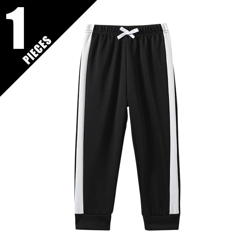 1/3 Piece Autumn And Winter Thin Children's Solid Color Splicing Casual Sports Sweatpants For Boys And Girls Fashionable Pants