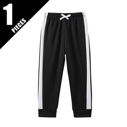 1/3 Piece Autumn And Winter Thin Children's Solid Color Splicing Casual Sports Sweatpants For Boys And Girls Fashionable Pants