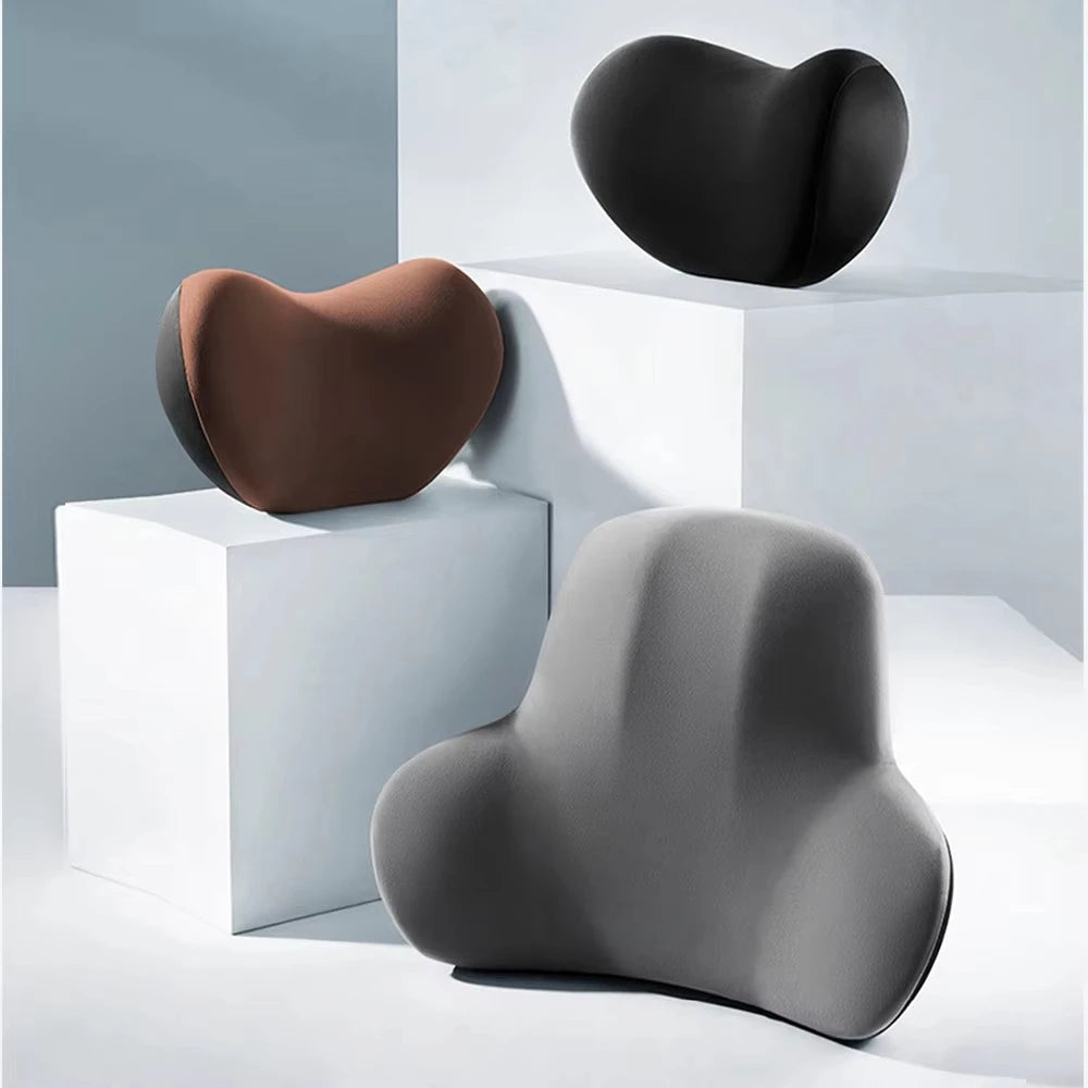 Car Neck Pillow Memory Foam Protective Lumbar Back Support Breathable Car Headrest Cushion Relieve Stress Car Seat Pillow