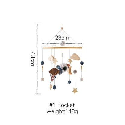 Baby Soft Felt Cartoon Wool Ball Seashell Rattles Hanging Bed Bell Newborn Mobile Crib Wooden Bracket Montessori Education Toys