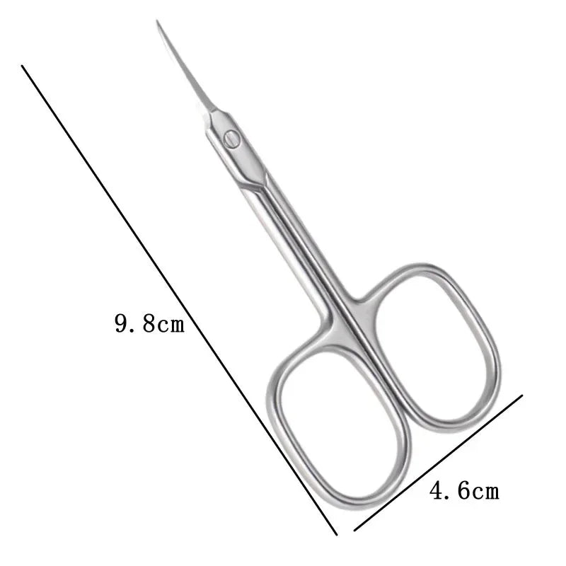 1pc Professional Nail Dead Skin Remover Stainless Steel Eyebrow Scissors Durable Curved Cross-Tail Design Nail Care Beauty Tools