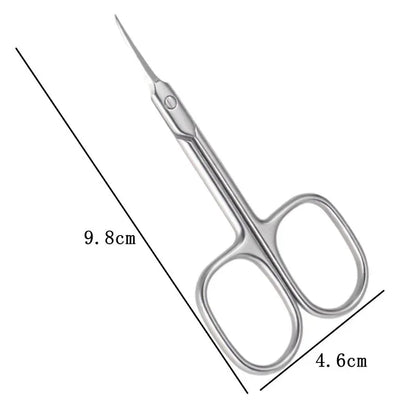 1pc Professional Nail Dead Skin Remover Stainless Steel Eyebrow Scissors Durable Curved Cross-Tail Design Nail Care Beauty Tools