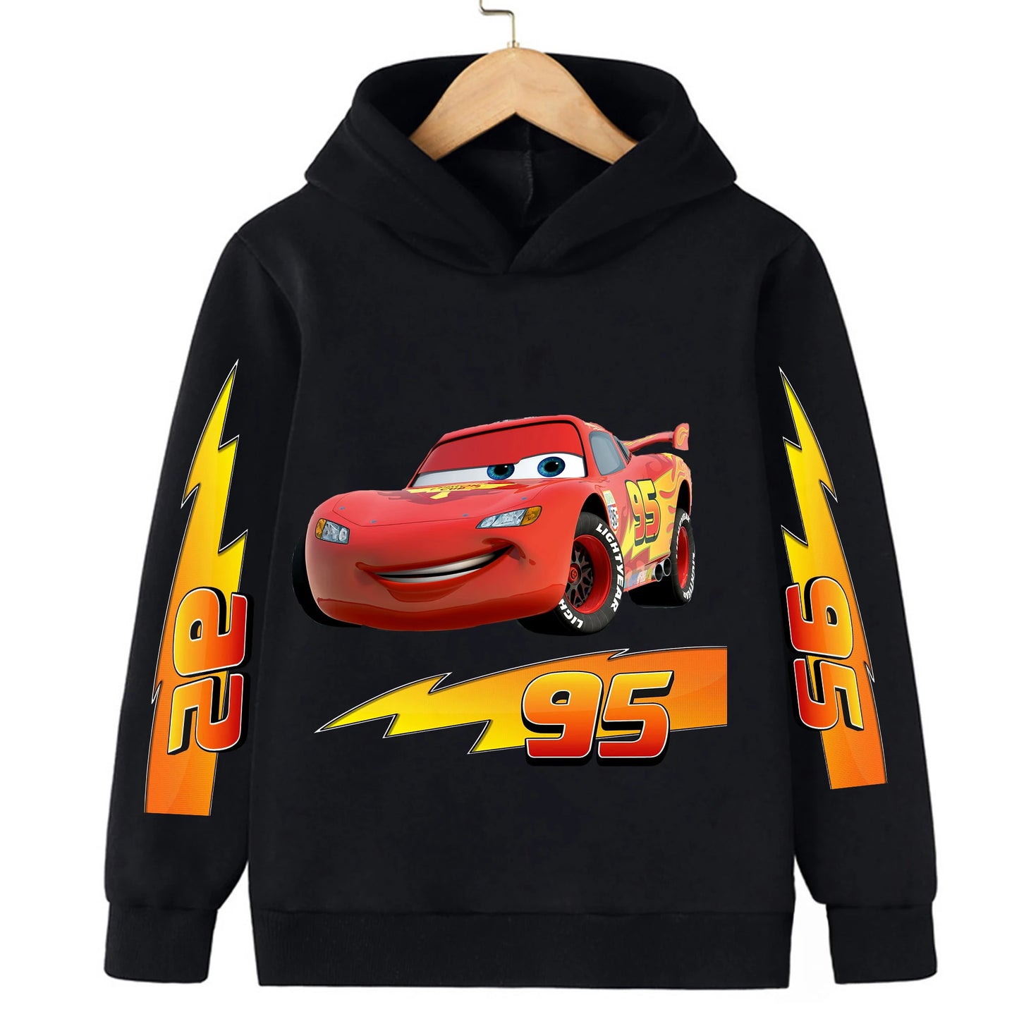 Fall and winter new sweatshirts Disney car kids lightning McQueen cartoon print kids hoodie pants anime kawaii boys and girls