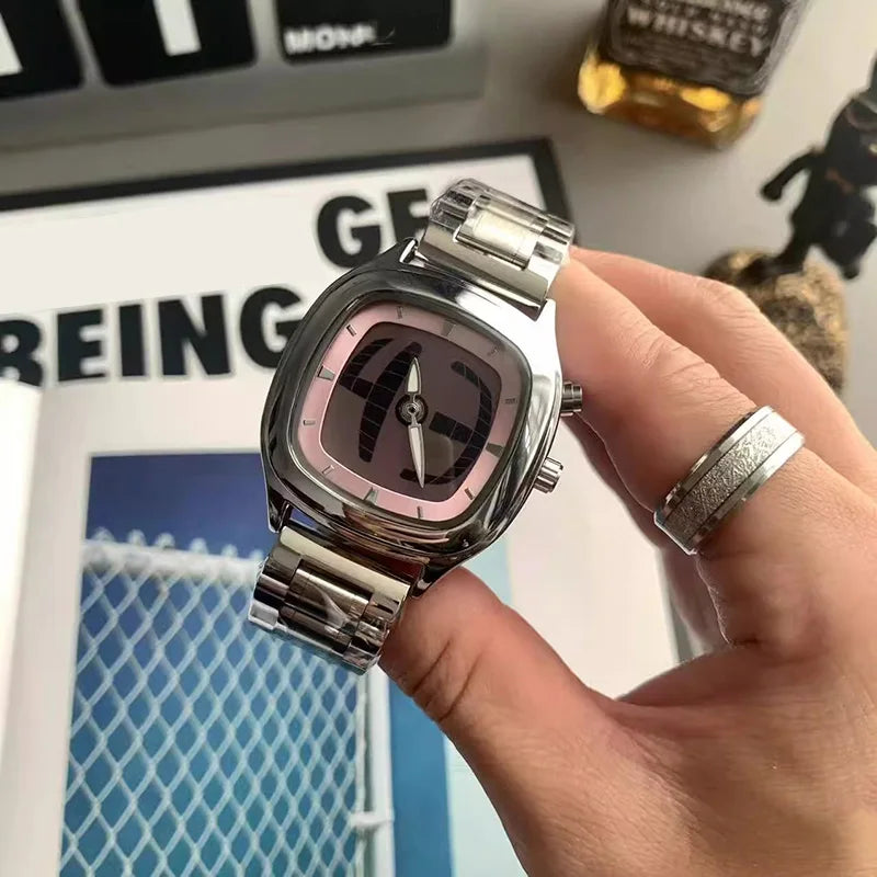 PINTIME Y2K Luxury Men's Watch New Conceptual Cool Digit Dial Male Quartz Wristwatch Stainless Steel Waterproof Reloj Man Clock