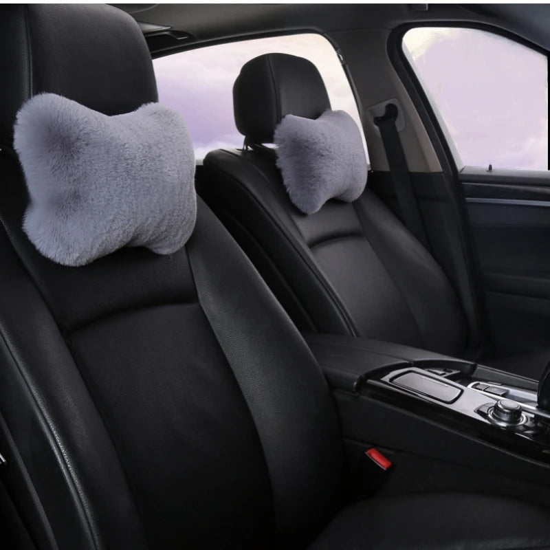 2pc Plush Car Headrest & Neck Pillow - Soft Foam, Adjustable Headrest for, SUVs, Trucks, Buses Portable Travel Headrest Pillow
