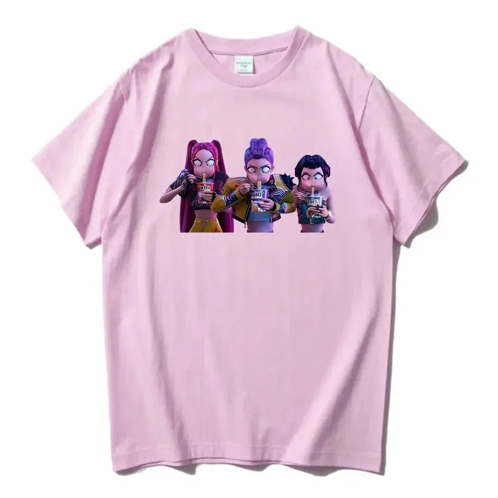 KPop Demon Hunters Tshirts Summer  Female Male  T-shirt Streetwear Hip Hop Fashion Casual T Shirt Tees