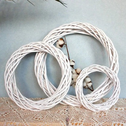 10-30CM Christmas Rattan Ring White Wreath Garland Hanging Vine Ring DIY Craft Xmas Ornaments Xmas Party Decorations