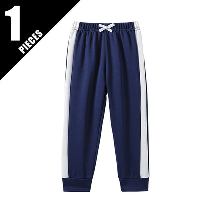 1/3 Piece Autumn And Winter Thin Children's Solid Color Splicing Casual Sports Sweatpants For Boys And Girls Fashionable Pants