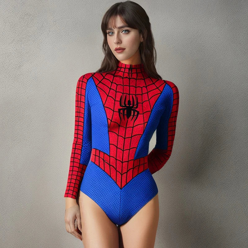Spiderman Swimsuit for Women One-piece Swimsuits Superhero Jumpsuit The Amazing Spider-Man Cosplay Costumes T Shirts Bodysuit