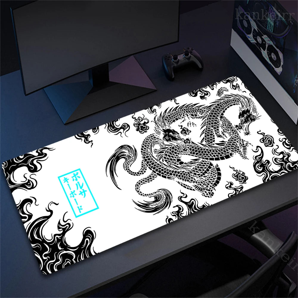 80x30cm Lock Edge Keyboard Pads Large Office Non-Slip Computer Mouse Pad Japanese Art Dragon Deskmat Gamer Custom Home Mousepad
