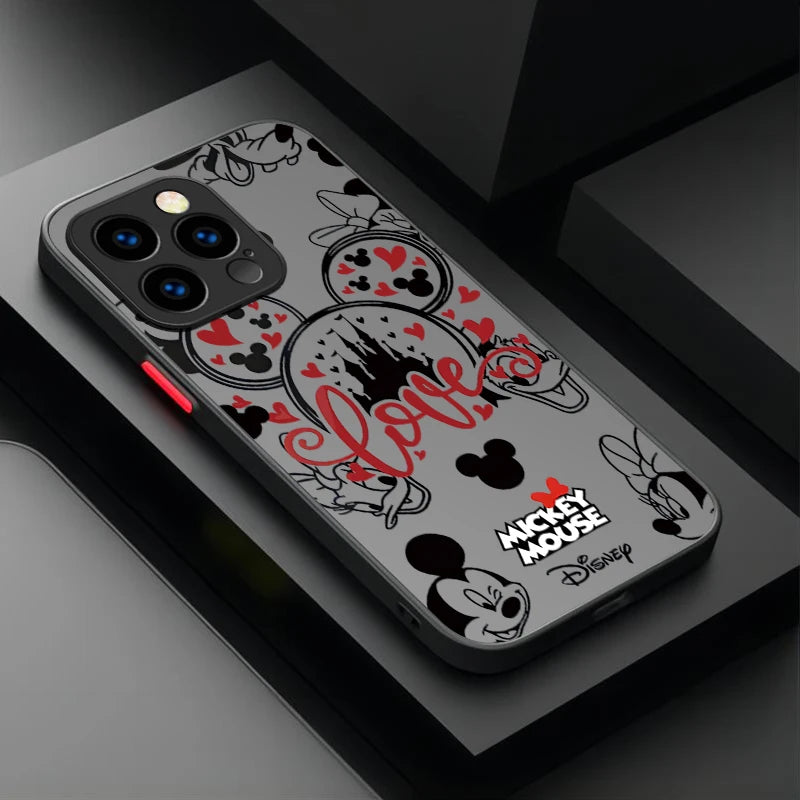Disney Mickey and Minnie Logo Hard Phone Case For iPhone 17 Air 15 16E 16 14 13 12 11 Pro Max XR 7 8 Plus SE 2020 Bumper Cover