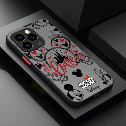 Disney Mickey and Minnie Logo Hard Phone Case For iPhone 17 Air 15 16E 16 14 13 12 11 Pro Max XR 7 8 Plus SE 2020 Bumper Cover