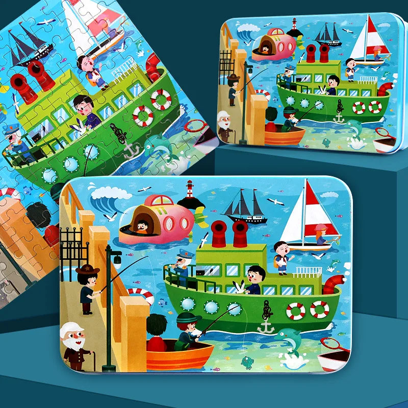 100 Pieces Puzzles for Kids Cartoon Animal Dinosaur Jigsaw Puzzle Montessori Games Children Educational Toys for Boys Girls