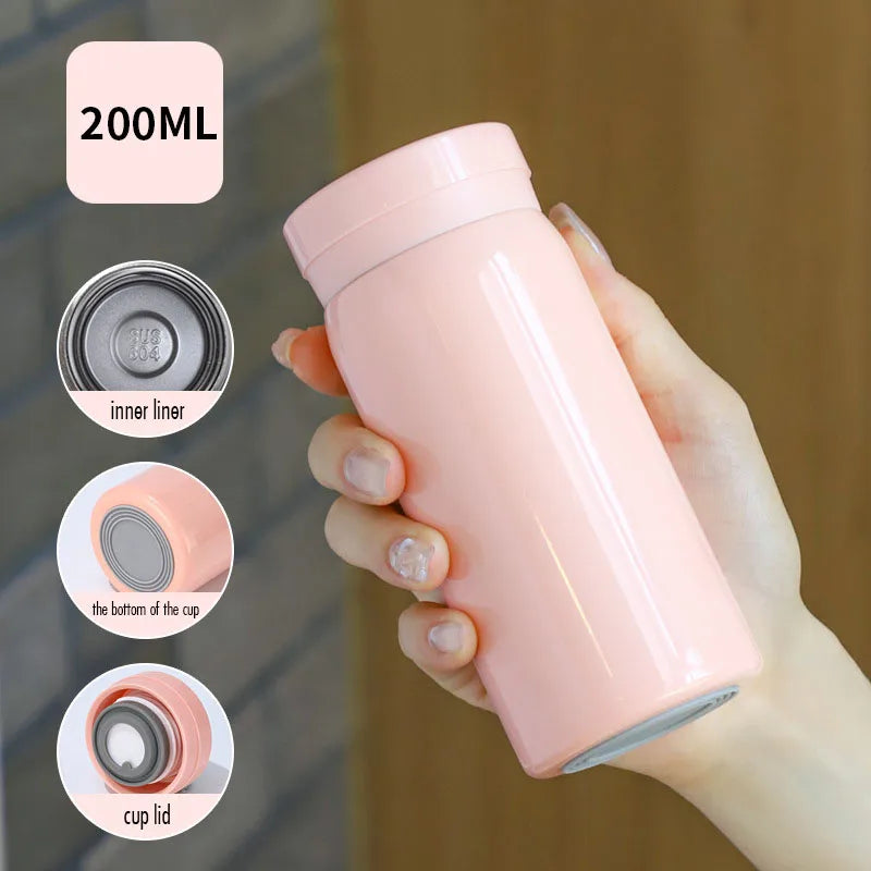 200ml Mini Thermos Cup Double Layer Vacuum Insulation 12 Hours Heat Preservation 304 Stainless Steel Cup Outdoor Portable  Gifts