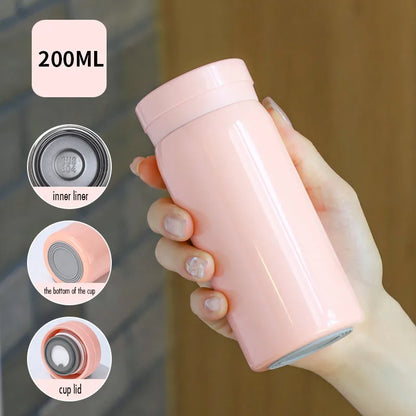 200ml Mini Thermos Cup Double Layer Vacuum Insulation 12 Hours Heat Preservation 304 Stainless Steel Cup Outdoor Portable  Gifts