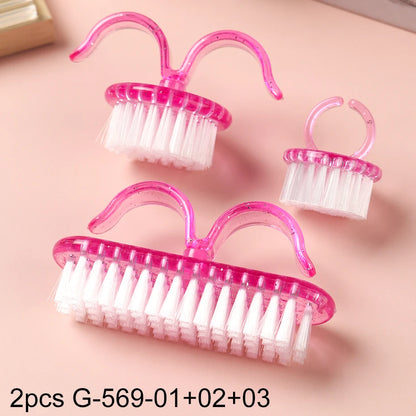 2/3pcs Plastic Nail Brushes Pink Soft Brush Nail Hand Scrubbing Cleaning Brush Dust Cleaner Nail Art Manicure Remover Tools