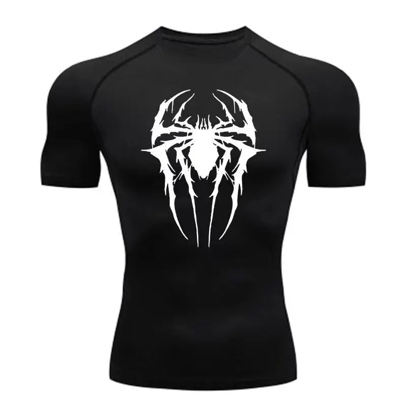 Casual Anime Print Running Compression T-Shirt Men Quick-Drying Fitness Sportswear Gym Sports Long Sleeve Breathable Top S-3XL
