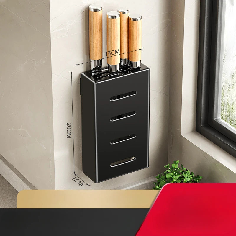 Kitchen knife holder, knife rack, non-perforation, wall-mounted storage box, kitchen organizer  kitchen items