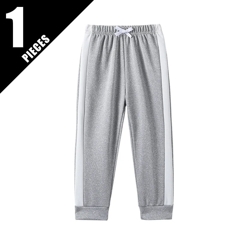 1/3 Piece Autumn And Winter Thin Children's Solid Color Splicing Casual Sports Sweatpants For Boys And Girls Fashionable Pants