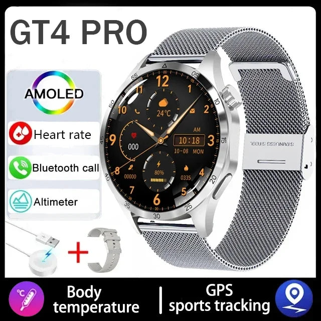 2025 New Smart Watch Men Watch 4 Pro1.53 inch AMOLED HD Screen BT Call GPS sports NFC Health Monitoring Smartwatch Mens Watch