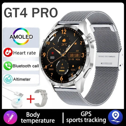 2025 New Smart Watch Men Watch 4 Pro1.53 inch AMOLED HD Screen BT Call GPS sports NFC Health Monitoring Smartwatch Mens Watch