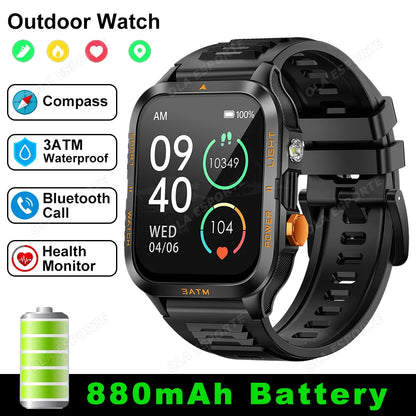 Smart Watch For Android IOS AMOLED Screen Bluetooth Call Fitness Clock 100+ Sports Modes Pedometer 880mAh Battery Men Smartwatch