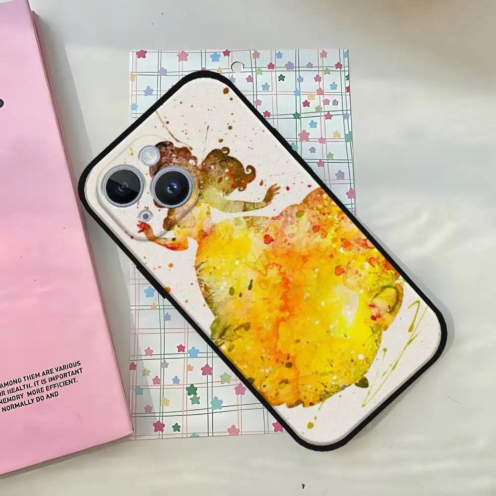 Beauties Beasts Rose Princess Art Print Phone Case For IPhone 1716 15 14 13 Pro Max 11 12 Mini X Xs XR Black Silicone Cover