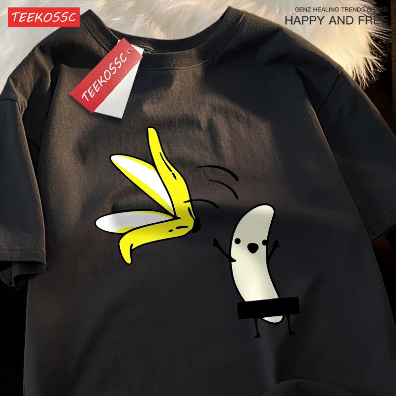 Remove Banana Peels Men Women T-Shirts Oversized Tshirt Cotton Summer Short Sleeve Street Loose Oversize Tee Clothes Couple