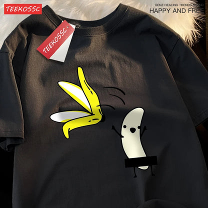 Remove Banana Peels Men Women T-Shirts Oversized Tshirt Cotton Summer Short Sleeve Street Loose Oversize Tee Clothes Couple