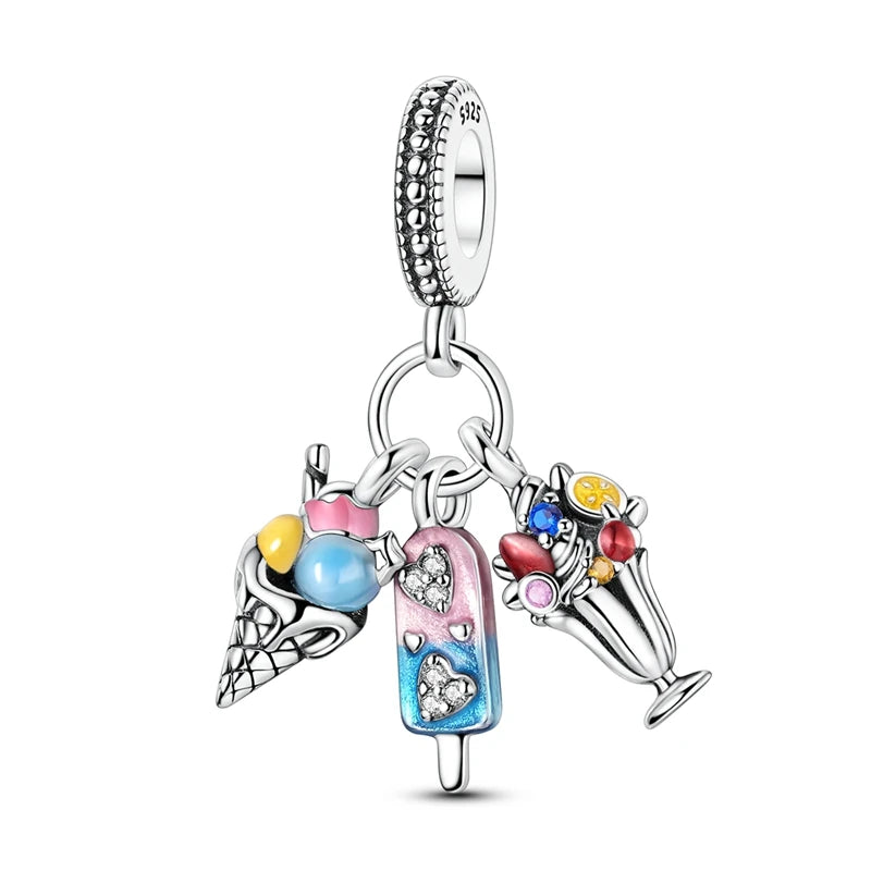 Leisurely 925 Sterling Silver Beach Trip Hawaiian Bikini Surf Coconut Tree Charm Fit DIY Bracelet Necklace Travel Souvenirs
