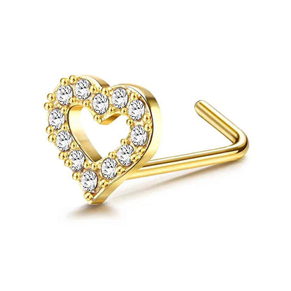 Drperfect Nose Rings Studs for Women Surgical Steel 20G Nose Hoop Corkscrew L Shaped Nose Stud Nose Ring Nose Piercing Jewelry
