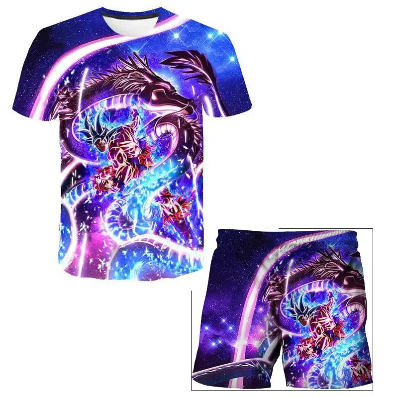 Fashion Dragon Ball Z Tshirt Set Kids Vegeta Boys Clothes Girls Mens Women T-shirt Suit Trucksuit Clothes 3d Goku Short Sleeve